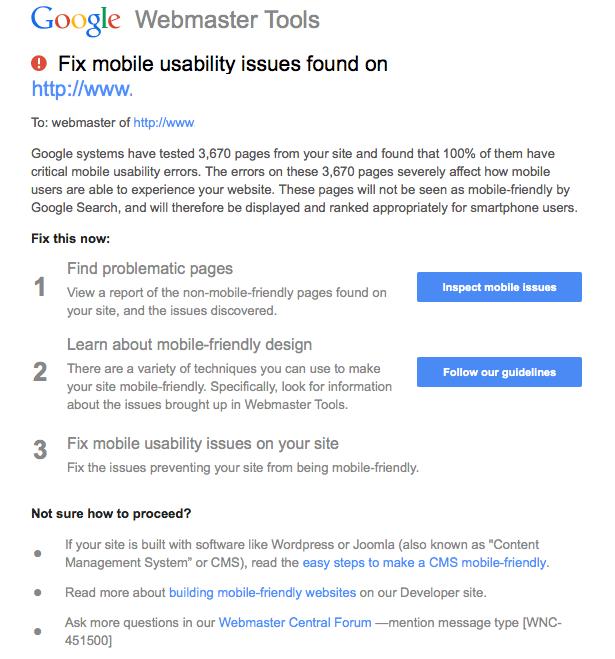 Google Mobile Compliance Email